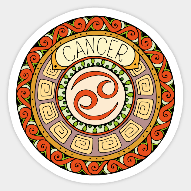 Cancer Zodiac Sign Colorful Birth Horoscope Circle Sticker by peter2art